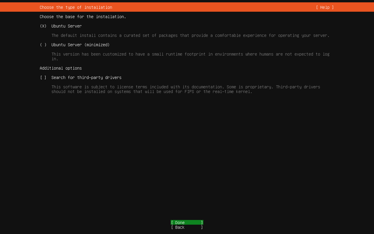 標準のUbuntu Serverを選択