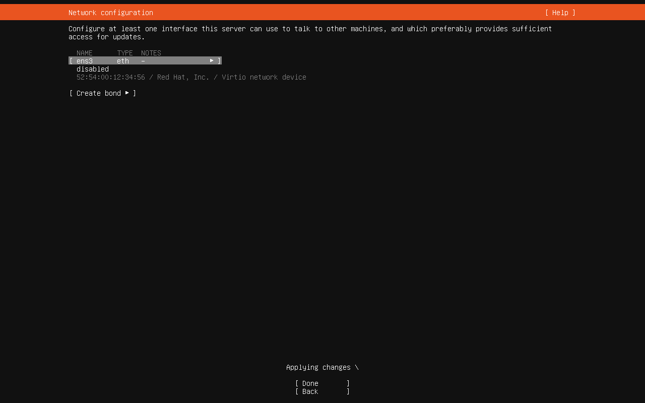 IPv4を無効にした検証用インターフェース